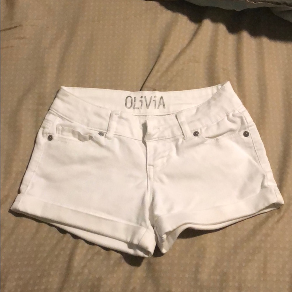 White low rise jean shorts